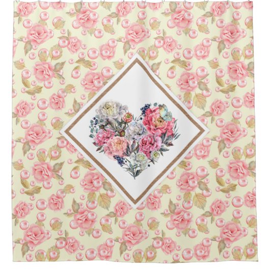 Elegant Roos Hart Douchegordijn (Voorkant)