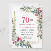 Elegant Roos Holly Berries 70e verjaardag Kaart (Voorkant)