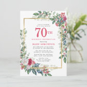 Elegant Roos Holly Berries 70e verjaardag Kaart (Staand voorkant)