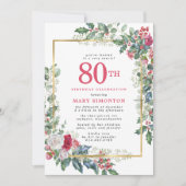 Elegant Roos Holly Berries 80ste verjaardag Kaart (Voorkant)