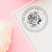 Elegant Roos Illustratie Ronde retour adres Rubberstempel