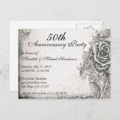 Elegant Roos Jubileum Party Invite Uitnodiging Briefkaart (Voorkant / Achterkant)