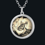 Elegant Roos Ketting<br><div class="desc">Het ontwerp is voorzien van het close-up afbeelding van een sepia roos in bloei. Monogram wordt elegant weergegeven in een zwart script. Ontworpen om te coördineren met de Elegant Rozen Catholic Wedding Suite.</div>