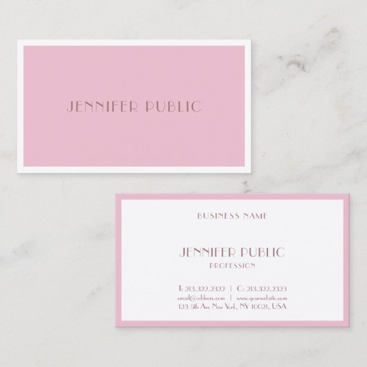 Elegant Roos Kleur Modern Minimalistisch Design Pl Visitekaartje (Voorkant / Achterkant)