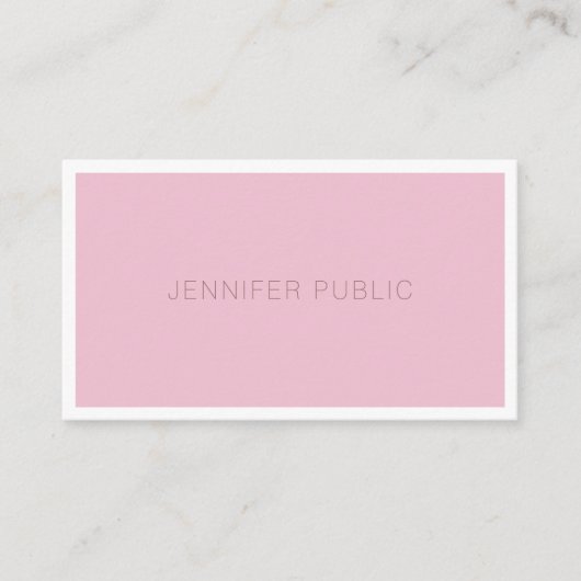 Elegant Roos Kleur Moderne Minimalistische Sjabloo Visitekaartje (Voorkant)