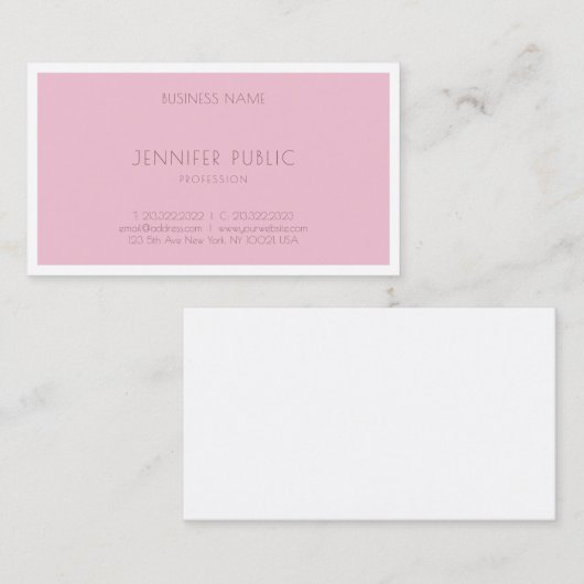 Elegant Roos Kleur Moderne Sjabloon Verfijnd Visitekaartje (Voorkant / Achterkant)