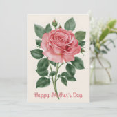 Elegant Roos kunstwerk Moederdag Kaart (Staand voorkant)