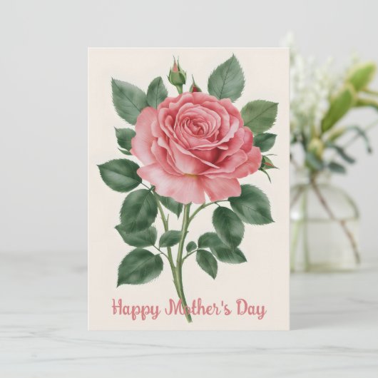 Elegant Roos kunstwerk Moederdag Kaart (Staand voorkant)