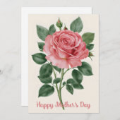 Elegant Roos kunstwerk Moederdag Kaart (Voorkant / Achterkant)