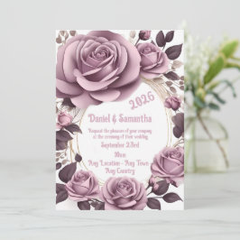 Elegant Roos Lijst Sjabloon bruiloft uitnodiging