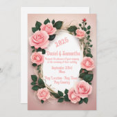 Elegant Roos Lijst Sjabloon bruiloft uitnodiging (Voorkant / Achterkant)