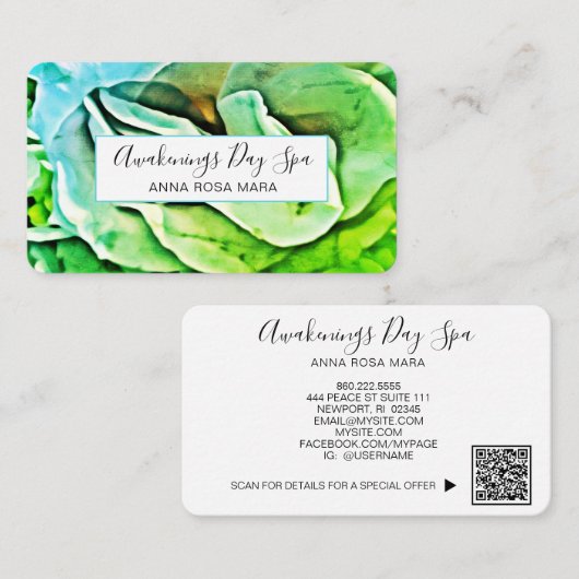 *~* Elegant ROOS Logo QR Floral Flower Visitekaartje (Voorkant / Achterkant)