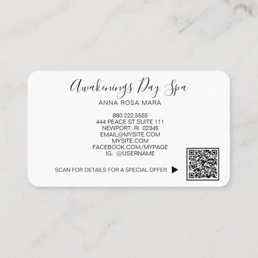 *~* Elegant ROOS Logo QR Floral Flower Visitekaartje (Achterkant)