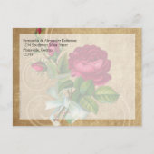 Elegant  Roos, magenta/bruin Aankondigingskaart (Achterkant)