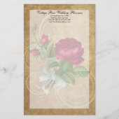 Elegant  Roos, magenta/bruin Briefpapier (Voorkant)