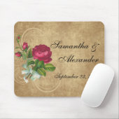 Elegant Roos, magenta/bruin Muismat (Met muis)