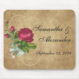 Elegant  Roos, magenta/bruin Muismat