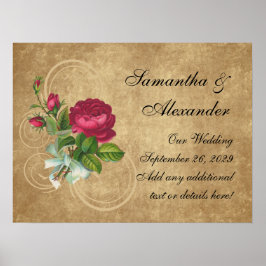 Elegant  Roos, magenta/bruin Poster