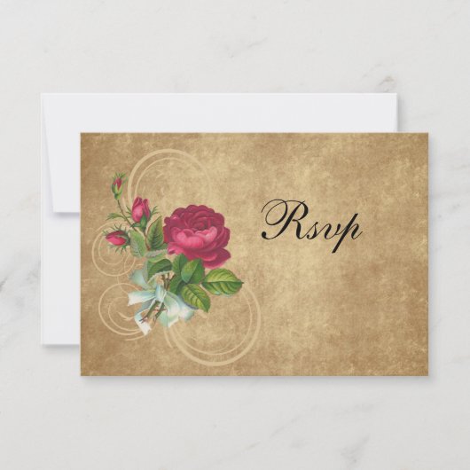 Elegant  Roos, magenta/bruin RSVP Kaartje (Voorkant)