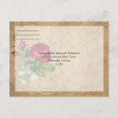 Elegant  Roos, magenta/bruin Uitnodiging Briefkaart (Achterkant)