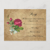 Elegant Roos, magenta/bruin Uitnodiging Briefkaart (Voorkant)