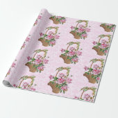 Elegant Roos mandje voor roze Damask Cadeaupapier (Uitgerold)