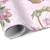 Elegant Roos mandje voor roze Damask Cadeaupapier (Rol Hoek)