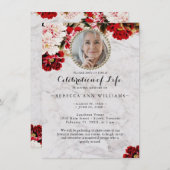 Elegant Roos Marble Celebration of Life Invitation Kaart (Voorkant / Achterkant)