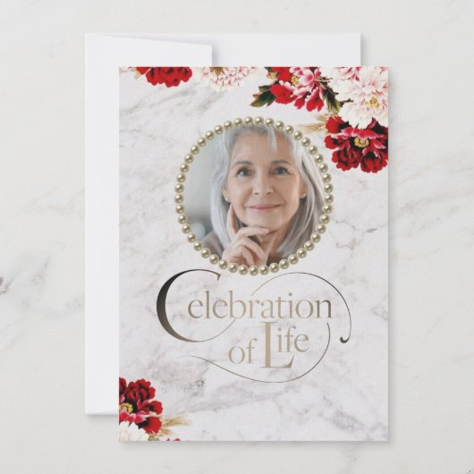 Elegant Roos Marble Celebration of Life Invitation Kaart (Achterkant)