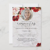 Elegant Roos Marble Celebration of Life Invitation Kaart (Voorkant)