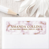 Elegant roos marmer en goudretouradres etiket (Insitu)