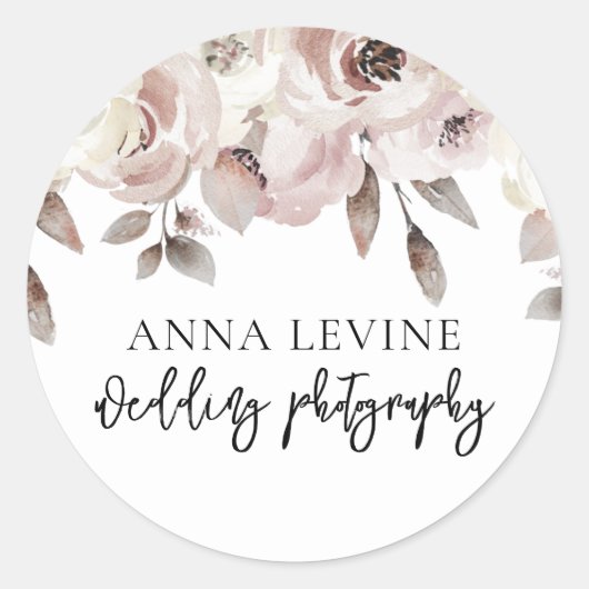 Elegant Roos Mauve Taupe Floral Border Ronde Sticker (Voorkant)