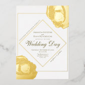 Elegant Roos met geperst goud Folie Uitnodiging (Voorkant)