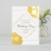 Elegant Roos met geperst goud Folie Uitnodiging (Staand Voorkant)