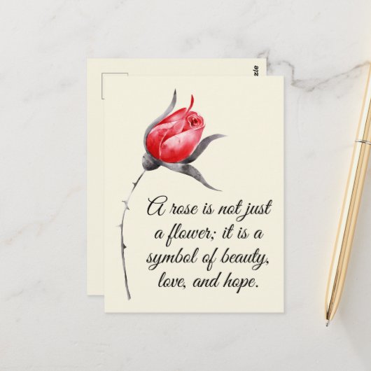 Elegant Roos met Inspirerend Quote Briefkaart (Voorkant / Achterkant in situ)