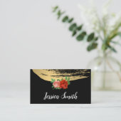 Elegant Roos met metalen goudpenselen Visitekaartje (Staand voorkant)