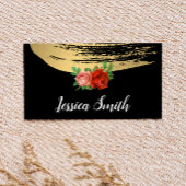 Elegant Roos met metalen goudpenselen Visitekaartje