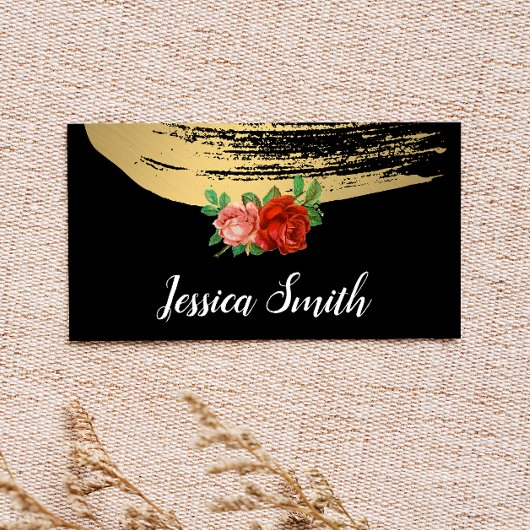 Elegant Roos met metalen goudpenselen Visitekaartje