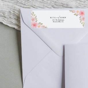 Elegant Roos minimalistisch kleurrijk retouradres Etiket