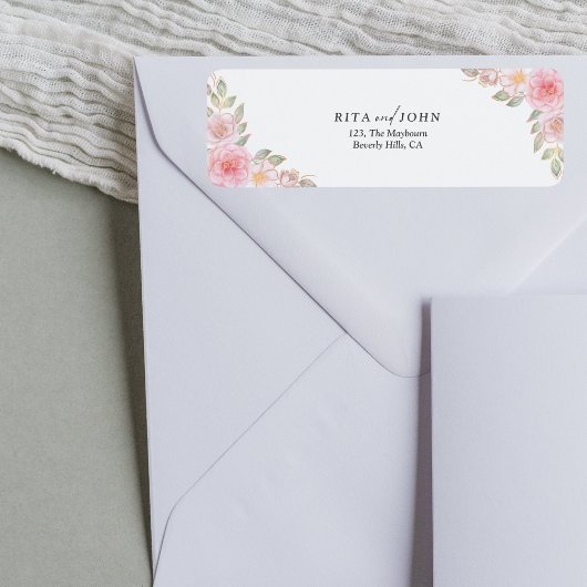 Elegant Roos minimalistisch kleurrijk retouradres Etiket