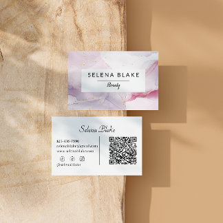 Elegant Roos Minimalistische QR Code Label visitek