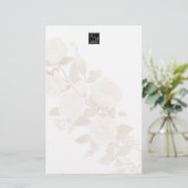 Elegant Roos Monogram Blank Wit Briefpapier (Staand voorkant)