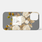 Elegant Roos Monogram Grijs Case-Mate iPhone Case (Achterkant (horizontaal))