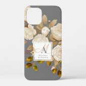 Elegant Roos Monogram Grijs Case-Mate iPhone Case (Achterkant)