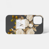 Elegant Roos Monogram Grijs iPhone Hoesje (Achterkant horizontaal)