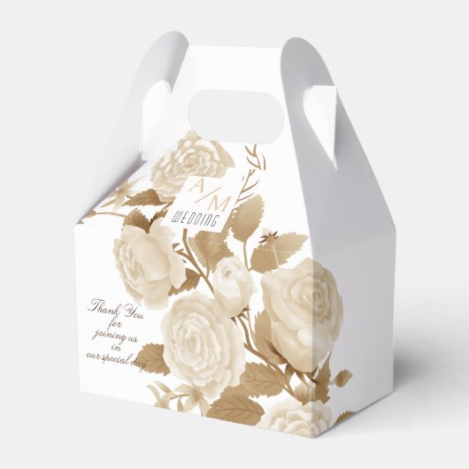 Elegant Roos Monogram Wit Bedankdoosjes (Voorkant Zijde)