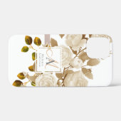 Elegant Roos Monogram Wit Case-Mate iPhone Case (Achterkant (horizontaal))