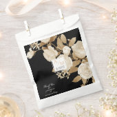 Elegant Roos Monogram Zwart Bedankzakje (Geknipt)