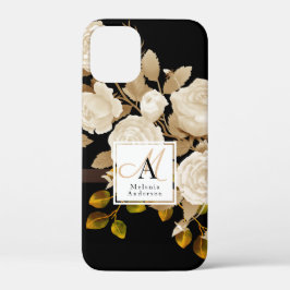 Elegant Roos Monogram Zwart Case-Mate iPhone Case