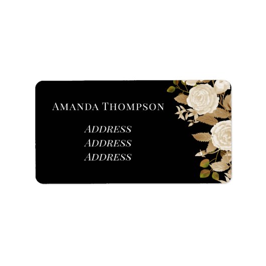 Elegant Roos Monogram Zwart Etiket (Voorkant)